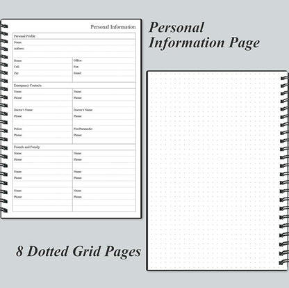 Daily Planner Undated - B5 To Do List Notebook Hourly Schedules, Spiral Appointment Planner for Women and Men, PVC Hardcover, Inner Pocket, Elastic Closure, 7" x 10", Black