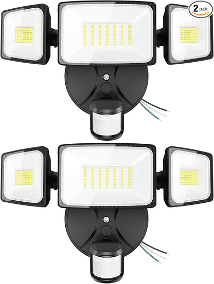Onforu 2 Pack 75W LED Motion Sensor Outdoor Lights, 7000LM Dusk to Dawn Outdoor Lighting, 6500K Motion Detector Flood Light, IP65 Waterproof Hardwired LED Security Light for Yard Garage