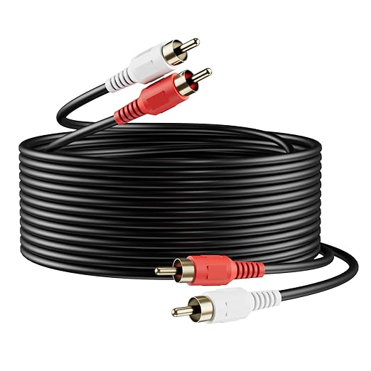 Sjorks RCA Cable 75ft,2RCA Male to 2RCA Male,Audio Stereo Subwoofer Cable [Hi-Fi Sound] Auxiliary Audio Cord for Home Theater, HDTV, Amplifiers, Hi-Fi Systems,Speakers and etc