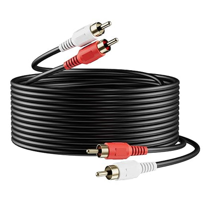 Sjorks RCA Cable 50ft,2RCA Male to 2RCA Male,Audio Stereo Subwoofer Cable [Hi-Fi Sound] Auxiliary Audio Cord for Home Theater, HDTV, Amplifiers, Hi-Fi Systems,Speakers and etc