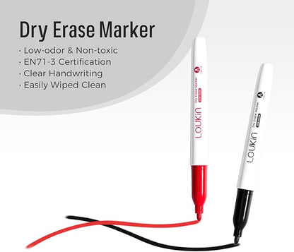 loukin All-in-One Magnetic Dry Erase Eraser, Patent Whiteboard Eraser with Whiteboard Cleaner, Ideal for Classroom, Home and Office Use, 2 Markers Included