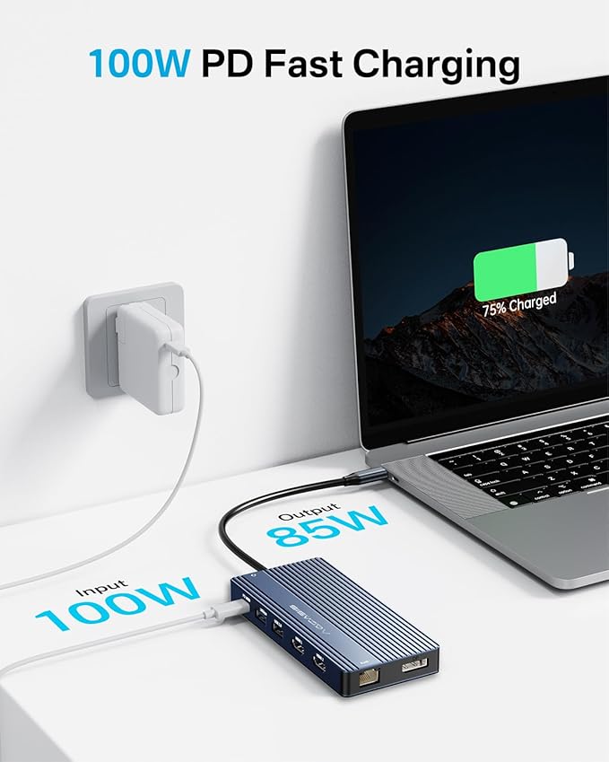 USB C Hub 14-1 USB C Docking Station Dual Monitor, with 2 HDMI+DP(4K60Hz), Ethernet, 3 USBC 10Gbps,100W PD, SD/TF 3.0, Audio, Laptop Docking Station for MacBook/Dell/HP/Lenovo ThinkPad/Surface (Grey)
