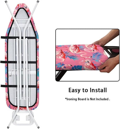 ZCFYGDX Flamingo Palm Leaf Print Ironing Board Covers (17 x 49 in) Hook & Loop Elastic Edge Easy to Install, Scorch Resistant,Lightweight & Breathable Anti-Slip & Wear-Resistant Home Size-M