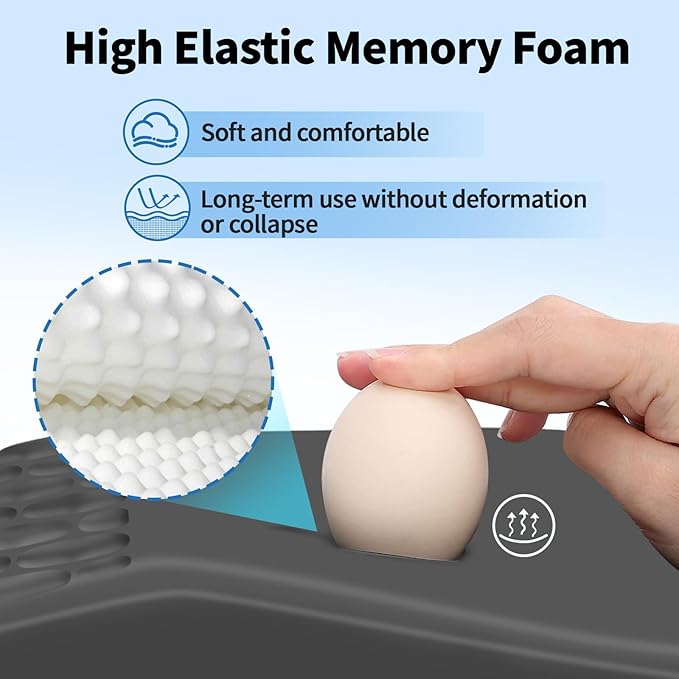 YIWEI Ergonomic Mouse Pad with Wrist Rest - Comfortable Office Mousepad with Memory Foam Wrist Support for Carpal Tunnel Relief, Mouse Pads with Non-Slip Base for Gaming and Home (Dark Gray)