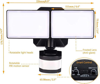 EMANER Motion Sensor Flood Light Dusk to Dawn, Outdoor LED Security Lights 5000K 280W Equiv. for Walkway Porch Yard, Motion Detection Floodlight Light Waterproof Wired Motion Wall Light 120V