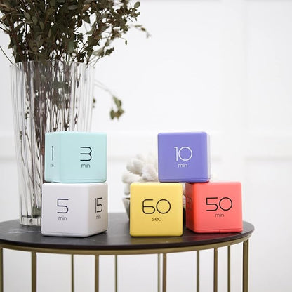 mooas Cube Timer (Violet), Timers Cube Flip Block Timers Productivity Gravity Sensor Time Management for Kids ADHD Classroom Kitchen Desk Workout Cooking Study 5, 10, 20, 30 min Timer Setting