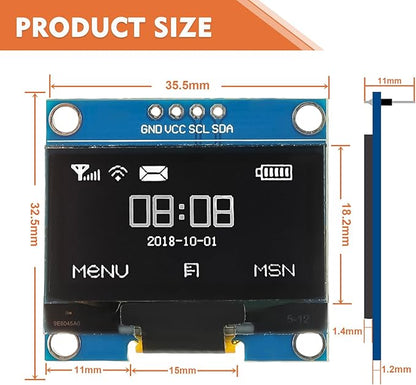 JAMHER 1.3 Inch I2C IIC OLED Display Module 128x64 Pixel Mini Self-Luminous Display Screen Board for Arduino Projects Raspberry Pi with Wire(1Pack White)