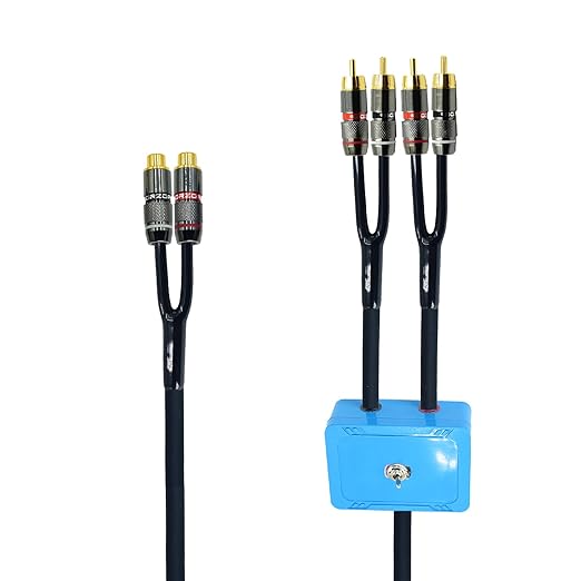 1.5ft Sound Channel swicher 2 female to 4 male RCA Switch Selector 2 in 1 Out R/L Stereo Audio 1 in 2 Out Stereo Audio Splitter with Mute Button No External Power Required CD Speaker dvd Player