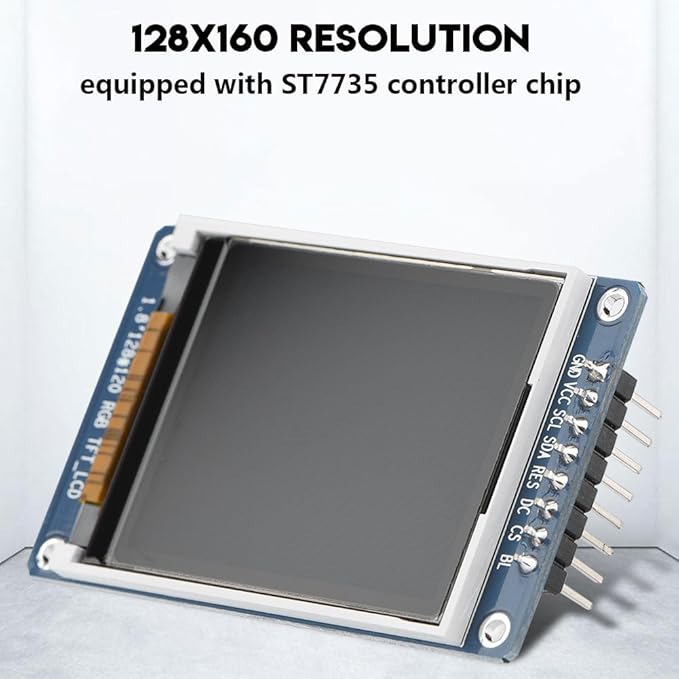 Bewinner 1.8inch LCD Display Module, TFT Screen Module 128 x 160 Resolution Onboard Driver ST7735 SPI Interface, Full-Color LCD Screen Display Controller Module