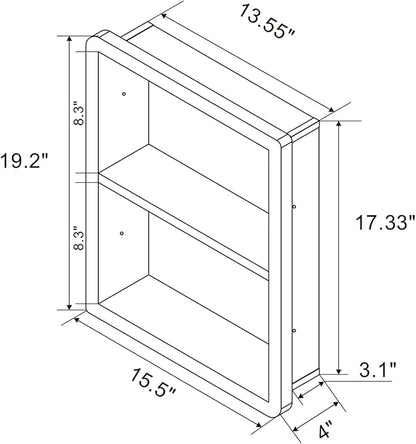 Shower Niche 14x18, Recessed Medicine Cabinet Without Mirror, 304 Stainless Steel Bathroom Storage Cabinet with Shelf, Waterproof Wall Niche for Bathroom in Matte Black