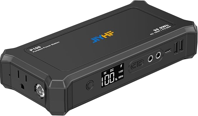JIYHF Portable Power Bank with AC Outlet - 99.9Wh Backup Battery, 100W AC & 65W USB-C PD Fast Charging Ideal for Outdoor Work, Compatible with iPhone16/15 Series, iPad, MacBook, Laptop
