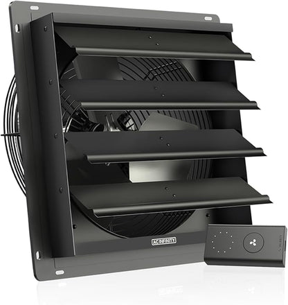 AC Infinity AIRLIFT S14, Shutter Exhaust Fan 14” with 10-Speed Controller, EC Motor - Wall Mount Ventilation and Cooling for Sheds, Attics, Workshops, and Greenhouses