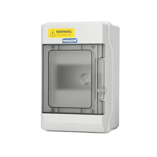 Mollom 4 Way Power Distribution Box with Bus Bars and Din Rail for Miniature Circuit Breaker MCB, Waterproof IP66.Padlock Available for Indoor and Outdoor Use