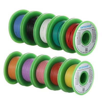 BNTECHGO 20 Gauge Silicone Wire Kit 10 Color Each 25 ft Flexible 20 AWG Stranded Tinned Copper Wire