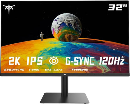 KTC 32 Inch 2K Monitor, 1440P IPS Computer Monitor, 100Hz 120Hz Frameless QHD PC Monitor for Office & Gaming, Eye Care, G-Sync/FreeSync, 109% sRGB, HDR, HDMI/DP, Tilt Adjustable, VESA, H32T13