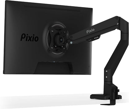 Pixio PS1S Wave Black Single Monitor Arm Stand Desk Mount - Fits up to 32 inches Monitors and up to 19.8lbs. VESA Compatibility and Integrated Cable Management