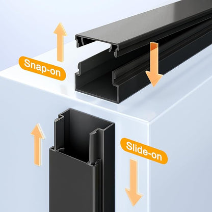 Cable Hider, 157in Delamu Cord Hider Wall for Wall Mounted TV, Wire Hider Kit, Paintable Cable Concealer Raceway Management for Home & Office, 10XL15.7 W0.95 H0.55in, Black