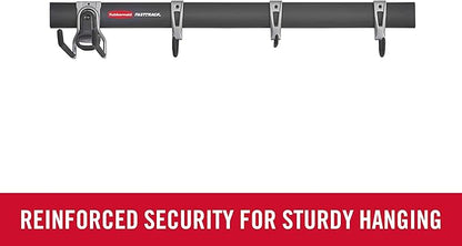 Rubbermaid FastTrack Garage Storage Utility Hooks 5 Piece Black All in One Rail Hook Kit and Tool Organizer Heavy Duty for Home/Garage/Shed/Garden