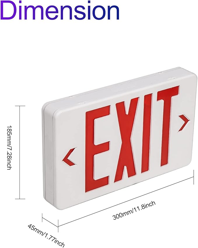 TANLUX Exit Sign with Steel Wire Guard, Wall Mounted Emergency Exit Light with Protective Cover