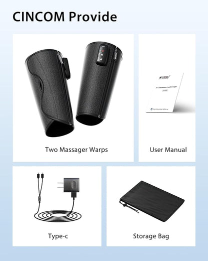 CINCOM Cordless Calf Massager for Circulation, Leg Compression Massager for Calf, Rechargeable Leg Massage with 3 Intensities 3 Modes for Pain Relief, Gifts for Women Men