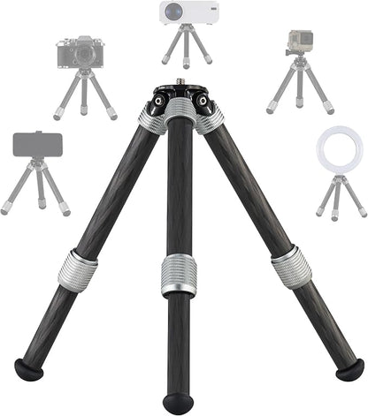 LEOFOTO Carbon Fiber Small Tabletop Travel Tripod, Weight 108g/0.23lb, Maxload 5kg/11lb, Lightweight Tripod Stand, 1/4" Inch Screw, for Camera/Phone Holder/Projector, MT-02C Long Version (MT-02CL)
