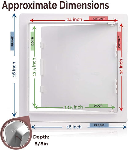 Morvat Access Panel 14x14 Inch for Drywall & Ceiling with Door, Heavy-Duty Durable ABS Plastic & Easy Install Access Box Wall Hole Cover Plate for Plumbing & Electrical Cable & Wiring, White, 20-Pack