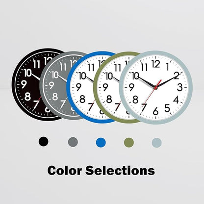 AKCISOT Wall Clock, Modern Small Wall Clocks Battery Operated 8 Inch, Silent Non-Ticking Analog Classic for Office, Home, Bathroom, Kitchen, Bedroom, School(Blue Gray)