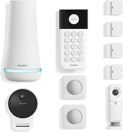 SimpliSafe 10 Piece Wireless Home Security System with Outdoor Camera- Optional 24/7 Professional Monitoring - No Contract - Compatible with Alexa and Google Assistant