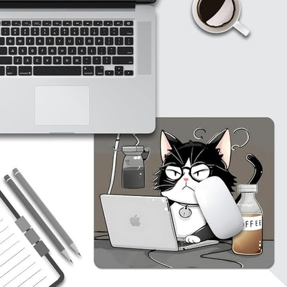 Cat (2) Square Mouse pad, Texture, Waterproof, Anti Slip Rubber Base, Computer Mouse pad, Laptop Mouse pad