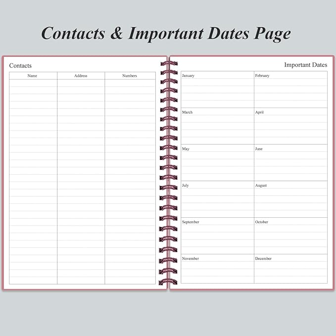 Daily Planner Undated - B5 To Do List Notebook Hourly Schedules, Spiral Appointment Planner for Women and Men, PVC Hardcover, Inner Pocket, Elastic Closure, 7" x 10", Pink