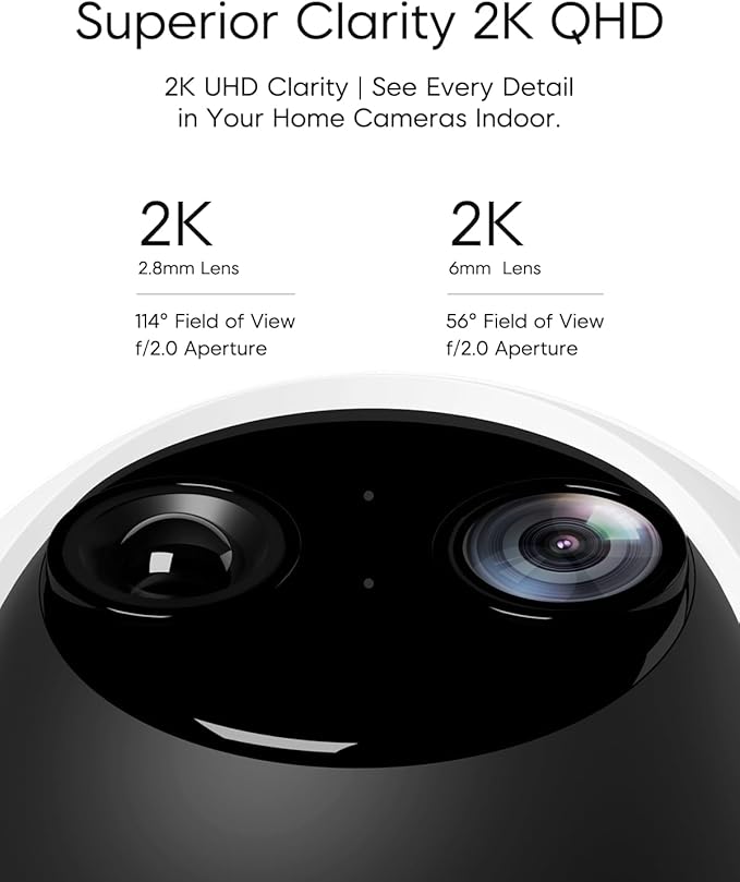 VSTARCAM Security Camera Indoor, Dual Cameras, 2K QHD Security Camera with 10× Zoom, 360° Camera, Baby Monitor, Pet Camera, Human/Pet Detection, AI Tracking, 2.4G Wi-Fi, 2-Way Audio, Plug in