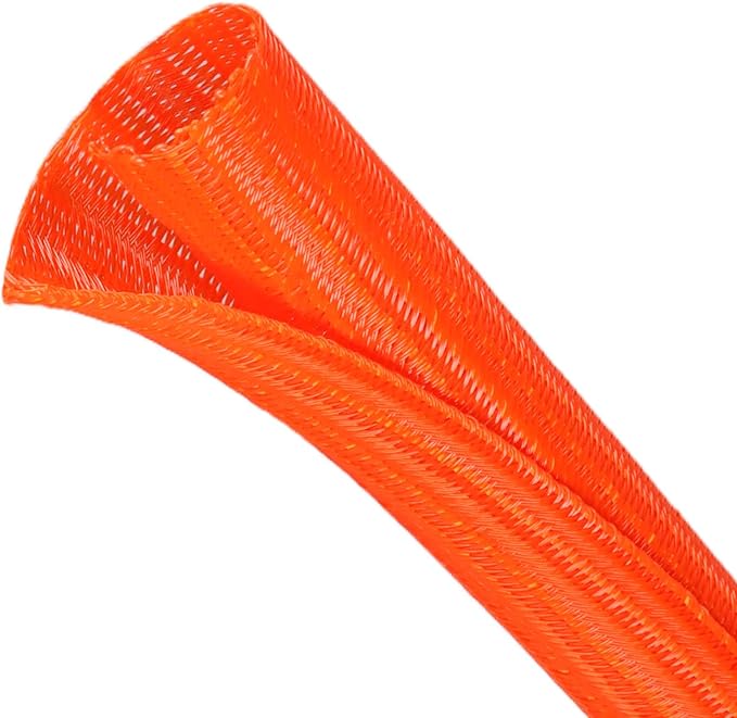 Split Wire Loom Tubing, Cable Protector Sleeve, Braided Cable Management for TV/Computer/Home Theater/Engine Bay, Cord Protectors from Pets No Chew (Orange, 3/4"-10ft)