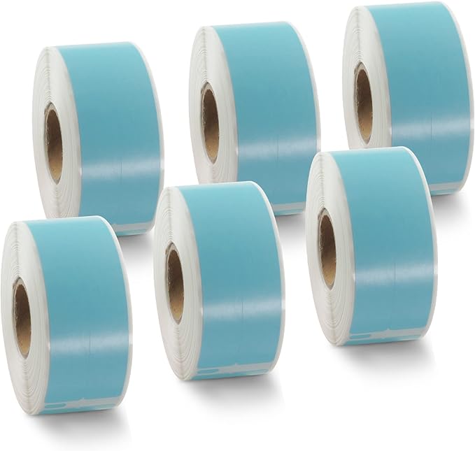 BETCKEY Colored Labels Compatible with Dymo 30277 (9/16" x 3-7/16") File Folder(2-up) Labels, Compatible for Dymo LabelWriter Thermal 450, 4XL & Zebra Printers [6 Rolls, Light Blue]