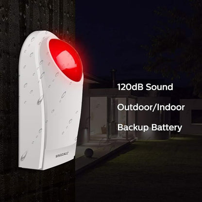 Remote Emergency Strobe Siren Alarm Kit Waterproof Outdoor Loud Panic SOS Warning System for Business Home Shop Hotel School 300ft 1 Red Flashing Siren+ 2 Call Buttons