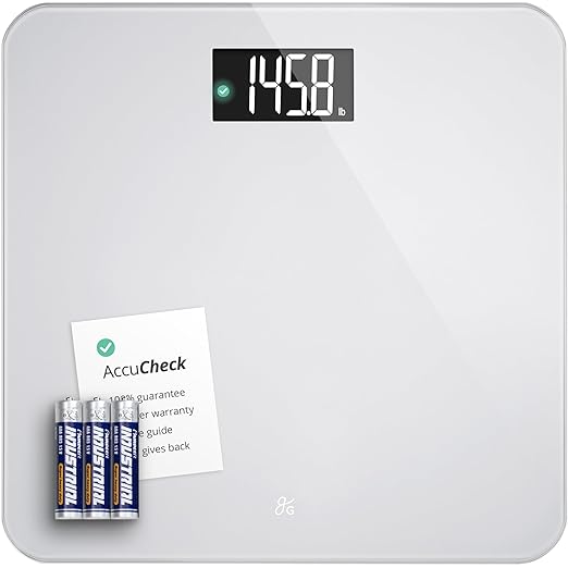 Greater Goods AccuCheck Digital Scale for Body Weight - Accurate Digital Bathroom Scale with High-Precision Sensors, Large Easy-to-Read Backlit Display, 400 lb Capacity, Auto Step-On (Gray)