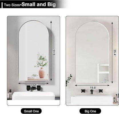 Arched Medicine Cabinets with Mirror,Medicine Cabinet for Bathroom, Arch Medicine Cabinet with Storage,Brushed Nickel Mirror Cabinet,Wall Mounted Only,20x36Inch