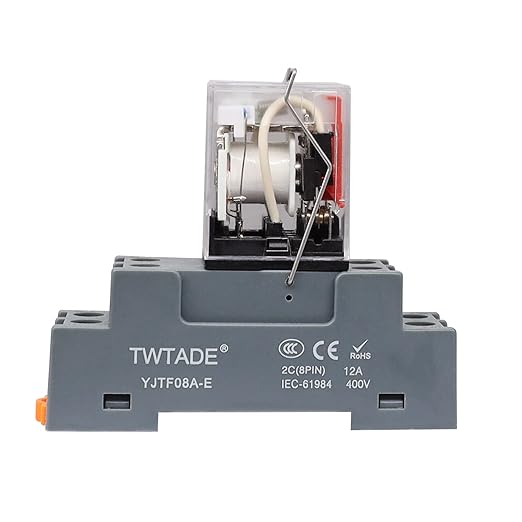 TWTADE/AC 24V Relay 10A Electromagnetic Power Coil Relay 8 Pins DPDT 2NO+2NC with Indicator Light and Socket Base -YJ2N-LY