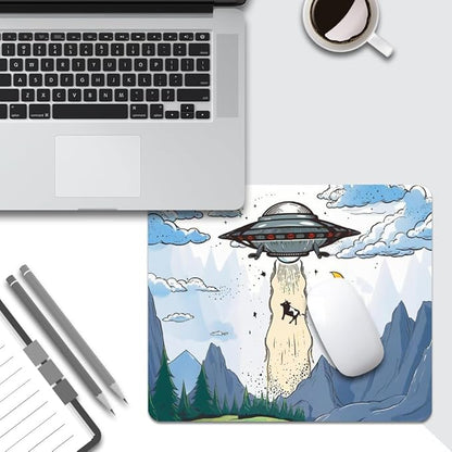 Design - UFO Square Mouse pad, Texture, Waterproof, Anti Slip Rubber Base, Computer Mouse pad, Laptop Mouse pad