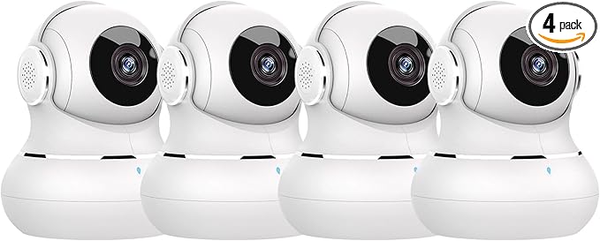 litokam Indoor Security Camera 4 Pack, 360° WiFi Cameras for Home Security, 2K Baby Monitor with Night Vision, Pet Nanny Cam with Motion Detection, 2-Way Audio