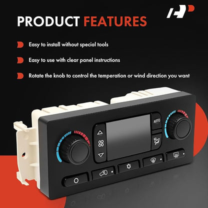 A-Premium Automatic Climate Control Module A/C & Heater Control Panel Compatible with Chevy, GMC & Cadillac - 2005 2006 2007 Silverado 1500, Sierra 1500, Tahoe, Yukon - with Rear Window Defogger