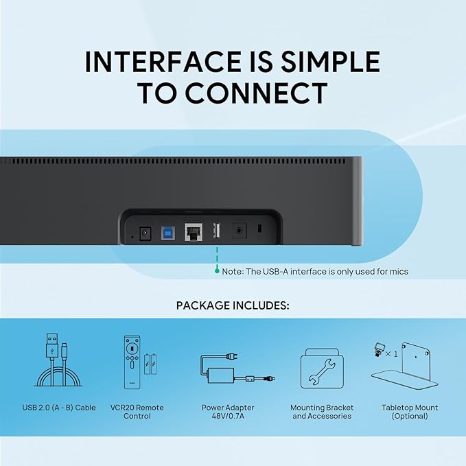 Yealink UVC40 E2 USB Conference Room Camera System 4K Video Conference Camera 120° Wide-Angle Lens 8 Microphone 5W High-Fidelity Speaker Auto Framing Speaker Tracking Compatible with Microsoft, Zoom