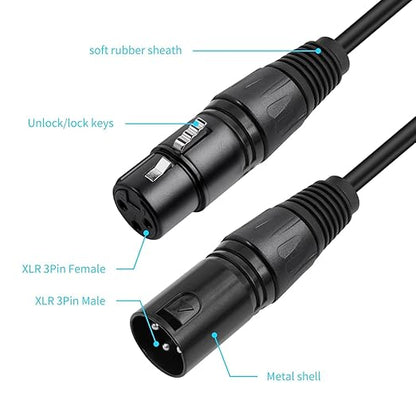 5 Pack XLR Splitter Cable,1 Maleto 2 Female, 1.5FT Stereo Mic to L&R Audio Y-Splitter Cable