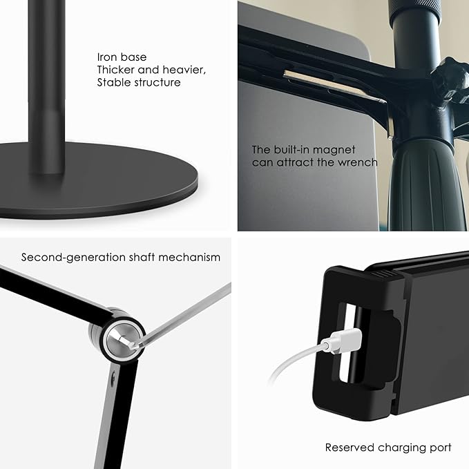 viozon 3-in-1 Selfie Desktop Live Stand, Height Adjustable/Overhead, 8" LED Ring Light, Compatible with 3.5-13" Tablet& Phone, Suitable for YouTube/Tiktok/Recording/Streaming/Online Meeting-B