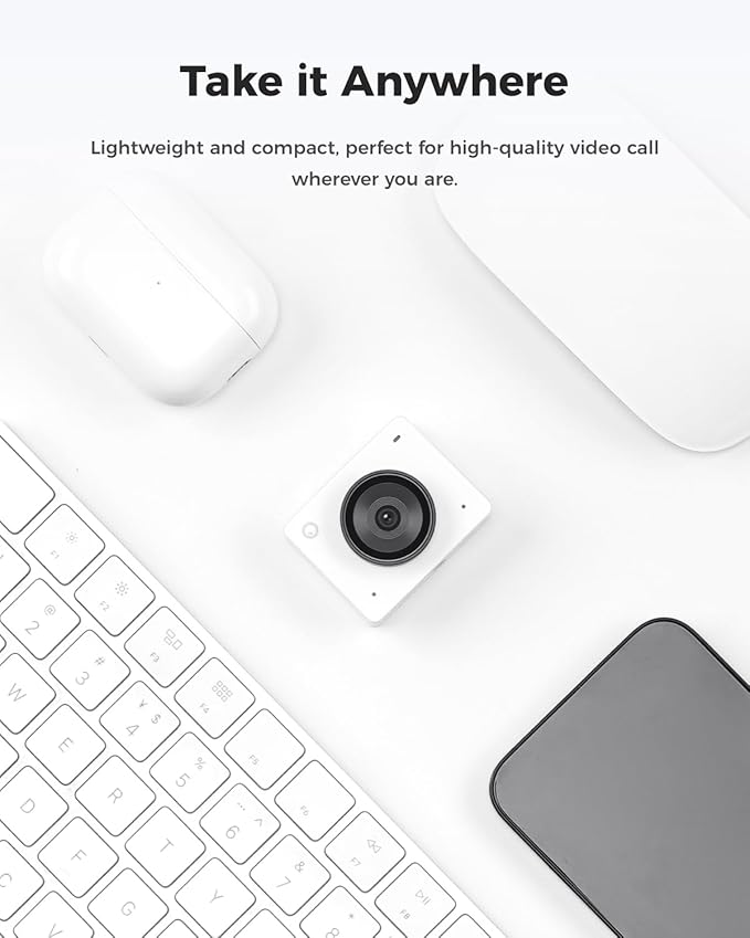 OBSBOT Meet 2-4K Webcam for PC with 1/2" Sensor, AI Framing & Autofocus, Beauty Mode, Lightweight, Gesture Control, HDR, Dual Microphone, 60 FPS, Web Cam for Streaming, Meeting, Gaming. (Cloud White)