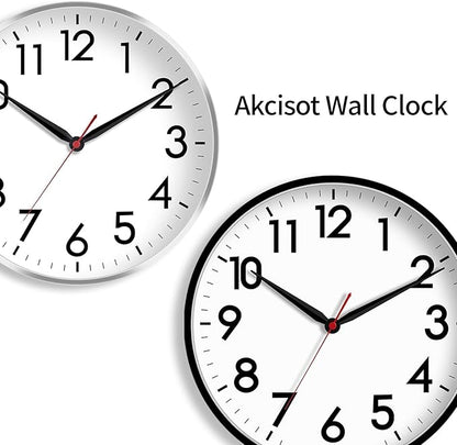 AKCISOT 16 Inch Wall Clock Large Silent Non-Ticking Wall Clocks Battery Operated - Analog Classic Clock Decorative for Living Room, Office, Home, School(Black)