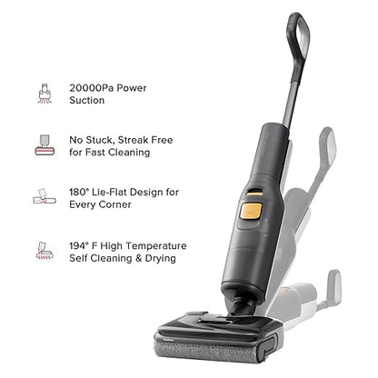 roborock F25 BX Wet Dry Vacuum Cleaner, Cordless Vacuum Mop All in One with 20000Pa, 194°F Hot Air Flash Drying & Self Cleaning, Zero-Tangle Wet Mop Cleaner for Hard Floor, 180° Lie Flat