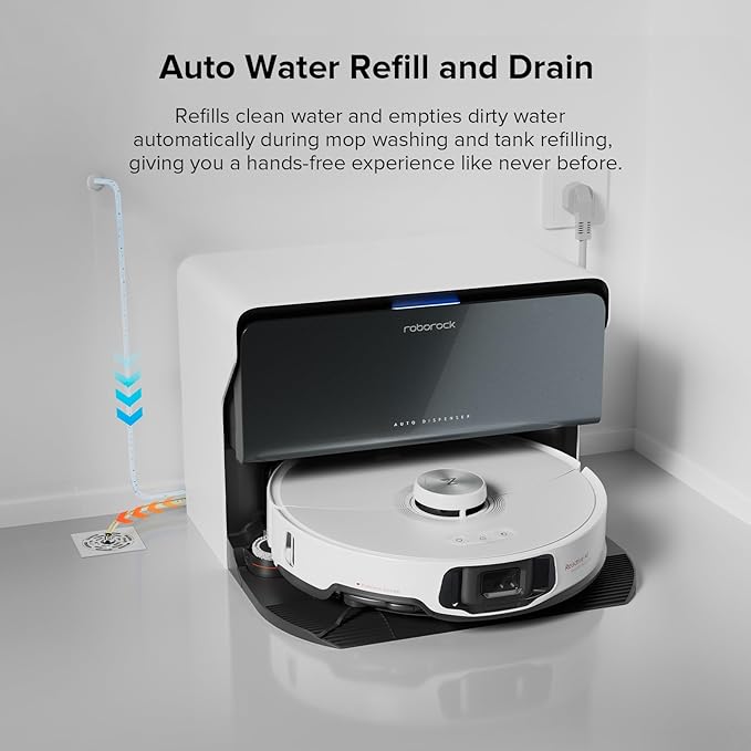roborock S8 MaxV Ultra with Refill & Drainage System Robot Vacuum and Mop, Check Installation Space First, FlexiArm Design, Auto Mop Wash&Dry 10000Pa Suction, Obstacle Avoidance, 20mm Auto Mop Lifting