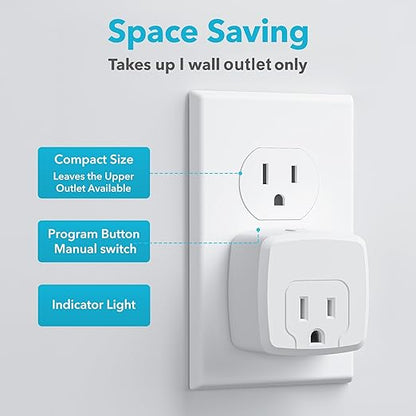 HBN Remote Control Outlet with 100FT RF Signal, Wireless On Off Switch Plug for Household Appliances, Battery Included, 15A/1875W(3 Outlets + 1 Remote)