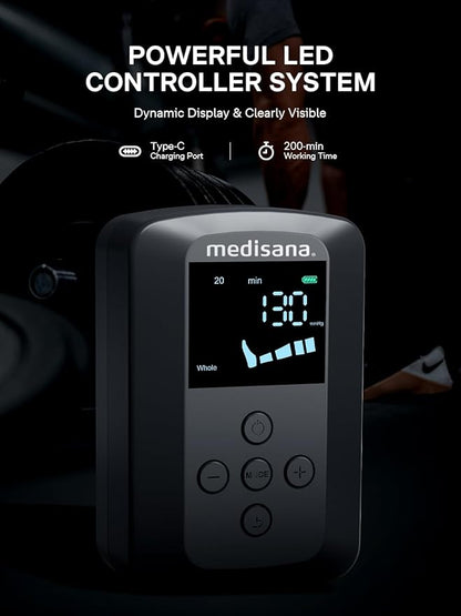 Medisana Leg Compression Massager, Cordless Rechargeable Air Pressure Boot with Multi-Customize Modes, Intensities & Timer, Leg Compression for Circulation, Pain Relief, Recovery, Christmas Gifts