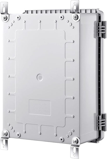 Gratury Junction Box, IP67 Waterproof Plastic Enclosure for Electrical Project, Hinged Grey Cover, Includes Mounting Plate and Wall Bracket (Grey Cover with Inner Door, 14.6"×10.6"×5.9")